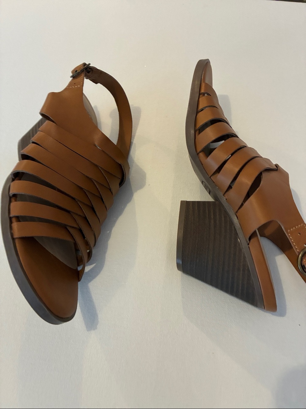 Frye & Co Brown Multi-Strap Brown Block Heel Sandals Sz 7 Worn 1x - Picture 3 of 5